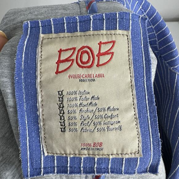 BOB Blazer Jacket Mens IT 50 Blue Striped Knit Sport Coat Made in Italy Preppy - Picture 9 of 14